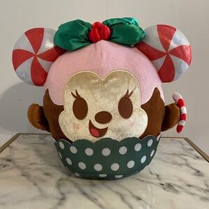 Disney Munchlings Baked Treats 15” Cupcake Plush Candy Cane Minnie Mouse